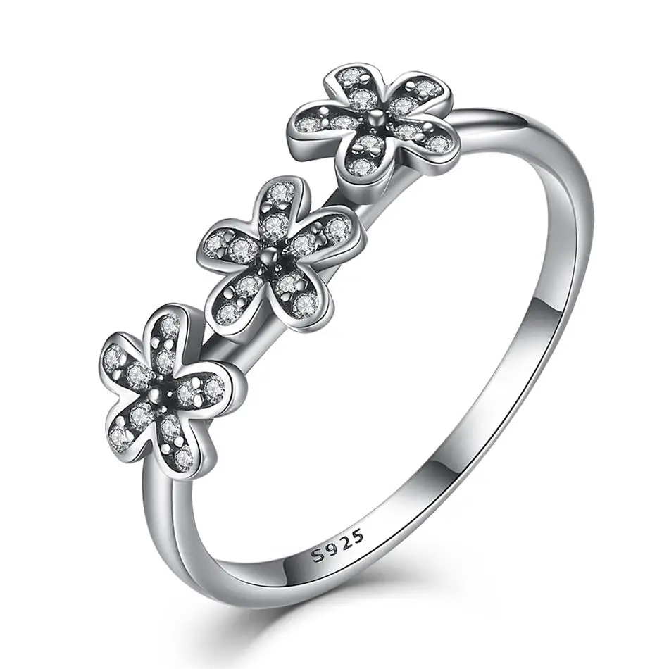 

Original 925 Sterling Silver Dazzling Daisy Flower Ring with Clear CZ Finger Ring for Women Fashion Silver Jewelry