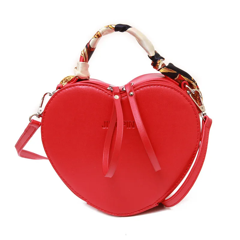 

L16 Silk Scarf Heart Handbag Letters Shoulder Bag Ladies Pu Messenger Bag