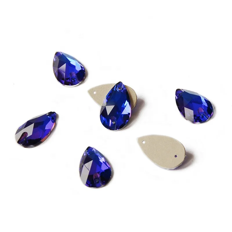 

YANRUO 3230 Capri Blue Drop Sew On Rhinestone Crystal Stones Flatback Sewing Rhinestones For Embroidery