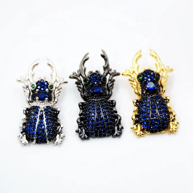

Sapphire Blue CZ beetle Inspired Charm CZ Micro Pave Scarab Beetle Pendant Cubic Zirconia Bug Charm Pave insect Charm, Multi colors