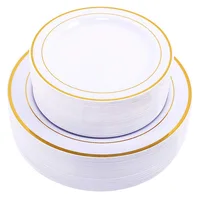 

wholesale 7.5" 10.25" gold rim wedding disposable plastic plates