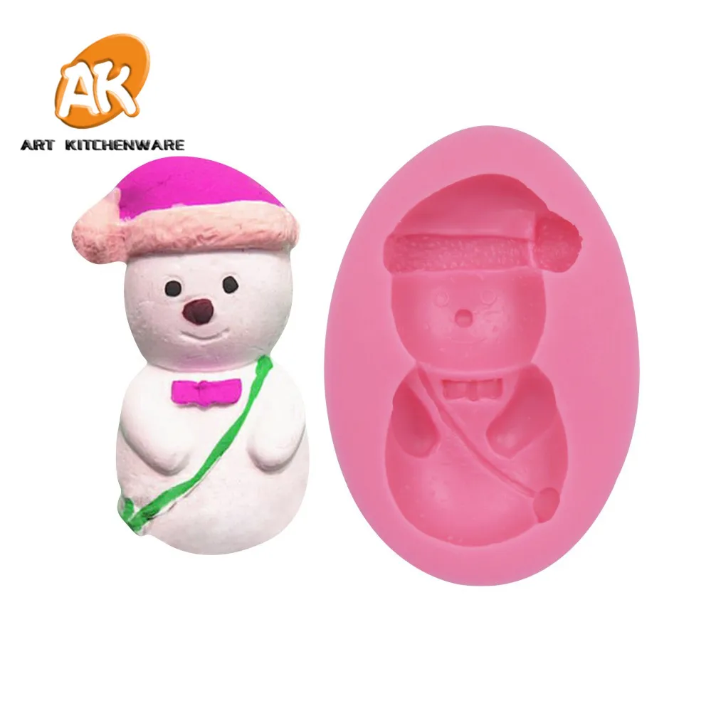 

AK Christmas Snowman Silicone Mold Gum Paste Fondant Decorating Moulds Cupcake Chocolate Mould, Pink or random