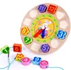 Baby Kids Toys Wooden Cartoon Animal Model Digital String The Clock Educational Puzzle Montessori Early Education Toys
