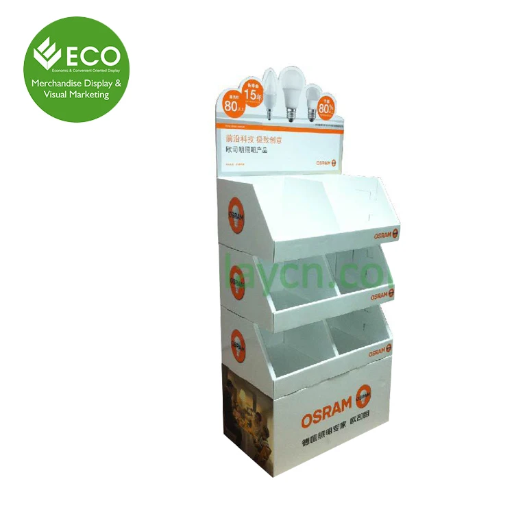 Paper Material Point Of Sale Display Cabinets Shop Display For Led