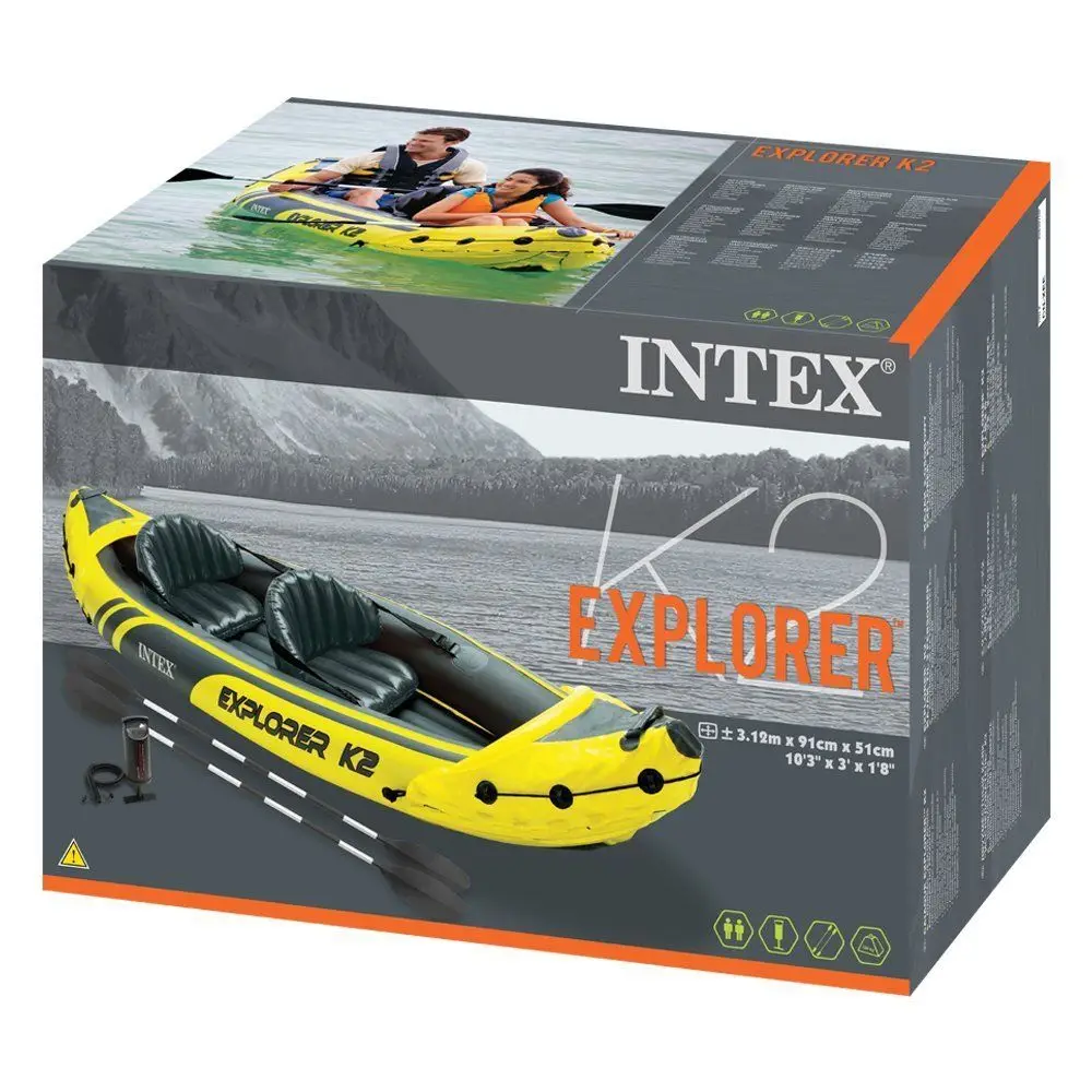 
Intex K2 Kayak 2 Person Inflatable Boat with Paddles and Pump 