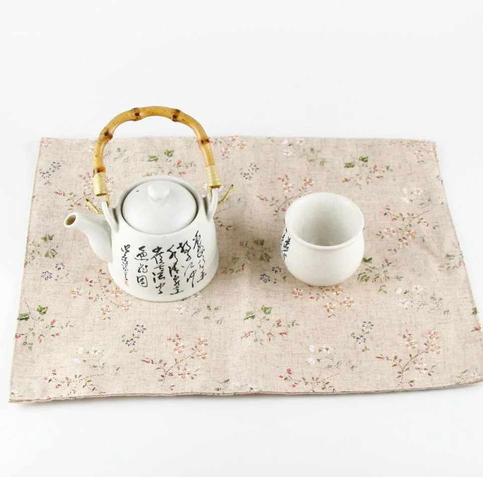 

1PC 30x40cm linen placemat heat insulation mat dining table mat kids table Napkin fabric flower print placemats