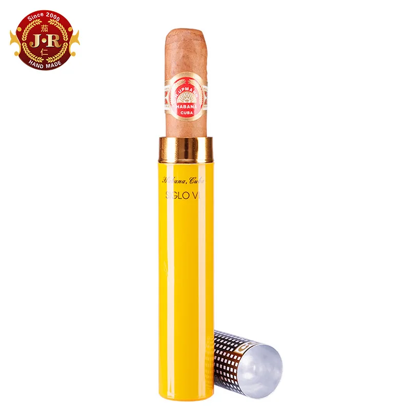 

CIGARLOONG COHIBA Gadget Portable Siglo VI Aluminum Travel Cigar Tube Case Holder MINI Humidor GH-101, Yellow