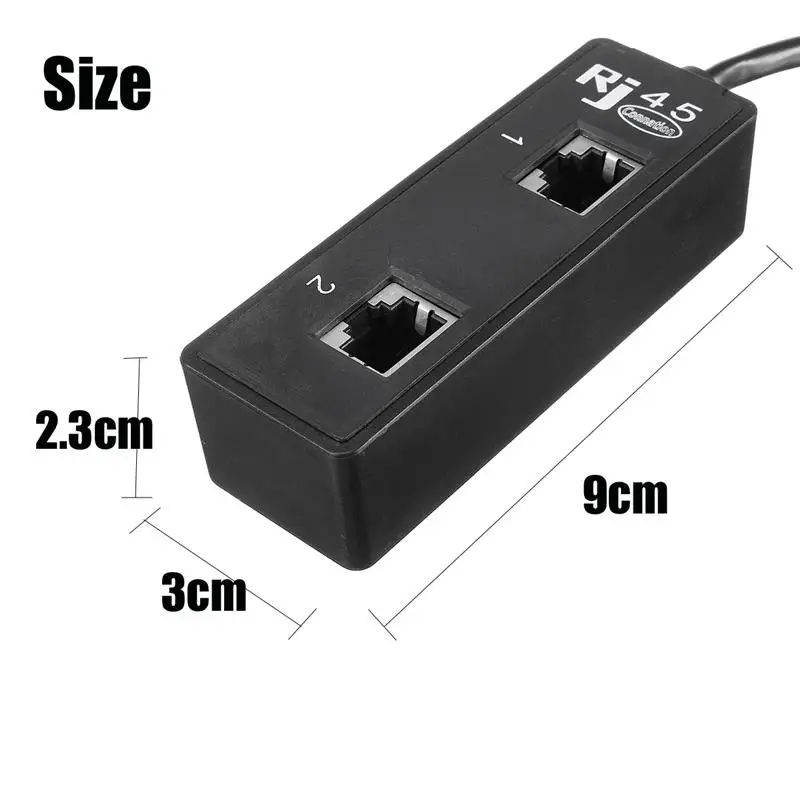Plastic Copper Core RJ45 1 to 2 LAN Computer Network Cable Splitter Plug Adapter Extender Extension Connector Simultaneously