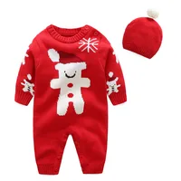 

Autumn and winter baby sweater 100%cotton newborn rompers with hat baby Christmas clothes