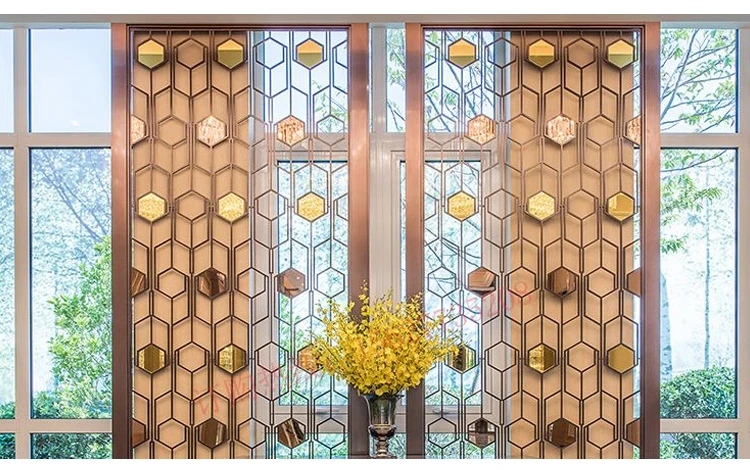 Jyfy001 China Room Divider Rose Gold Color 304 Stainless Steel Laser Cut Metal Decorative Metal Screen