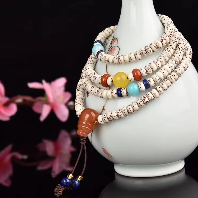 

real China Hainan Star and moon bodhi son mala 108 beads prayer bracelet yoga jewelry, Brown