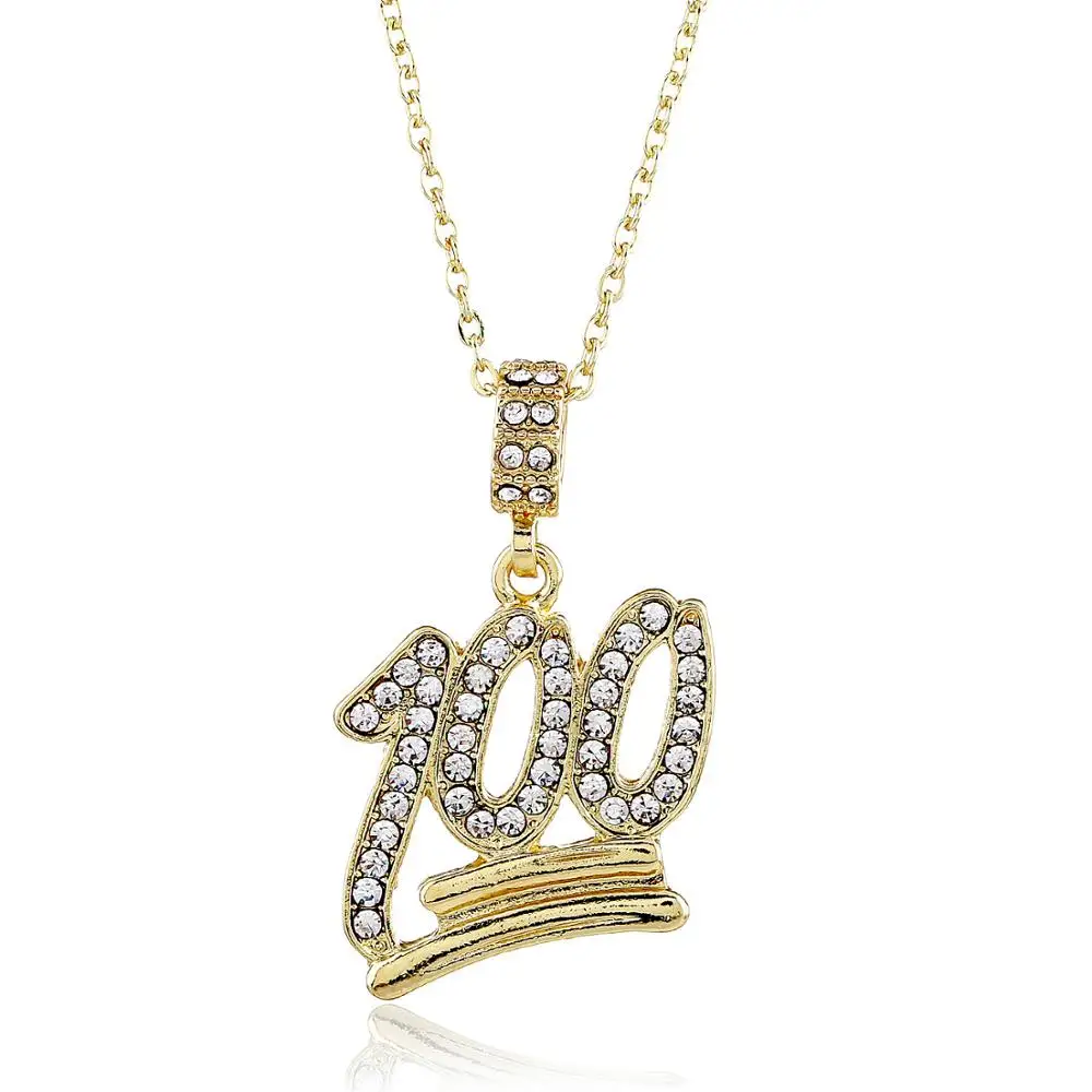 

New Fashion Jewelry Alloy 100 Score Letter YRN Hiphop Pendant Necklace For Men, Gold