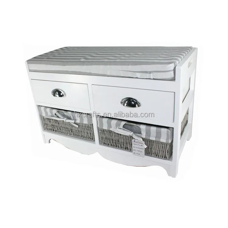 Wooden Storage Bench Seat With Wicker Wooden Drawers Buy Wooden