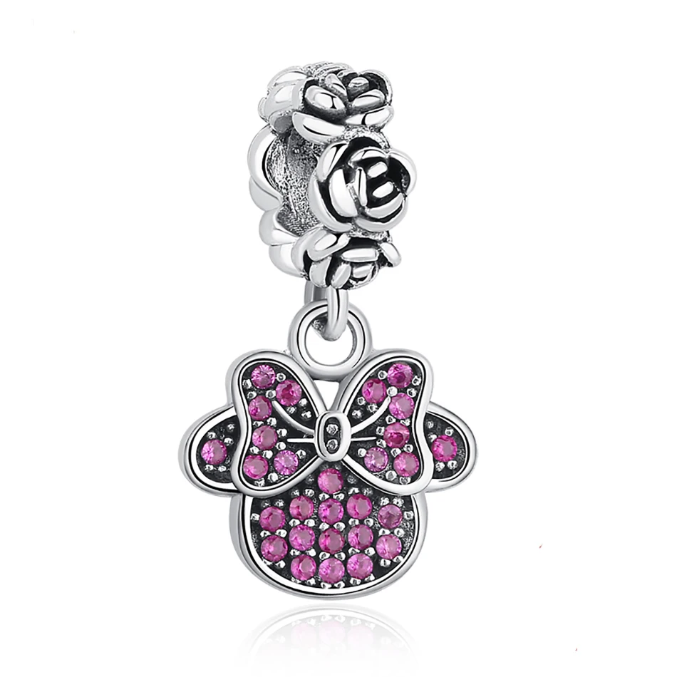 

Fashion 925 Sterling Silver Zircon Mouse Charms DIY Animal Character Bead Charms For Bracelet Bangle DIY