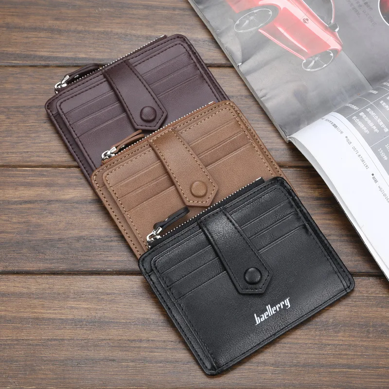 
baellerry 2019 new PU leather Card Holder For Men With Hasp,Male Short Coin Purse wallet 