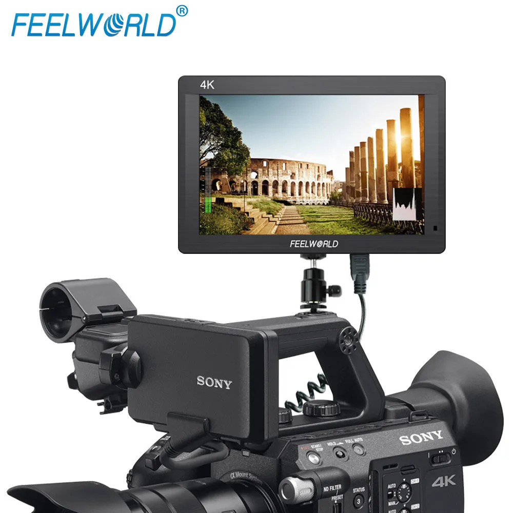 

Feelworld 7 inch 1920x1200 resolution 2160p 4K HDMI input output electronic steadicam with histogram