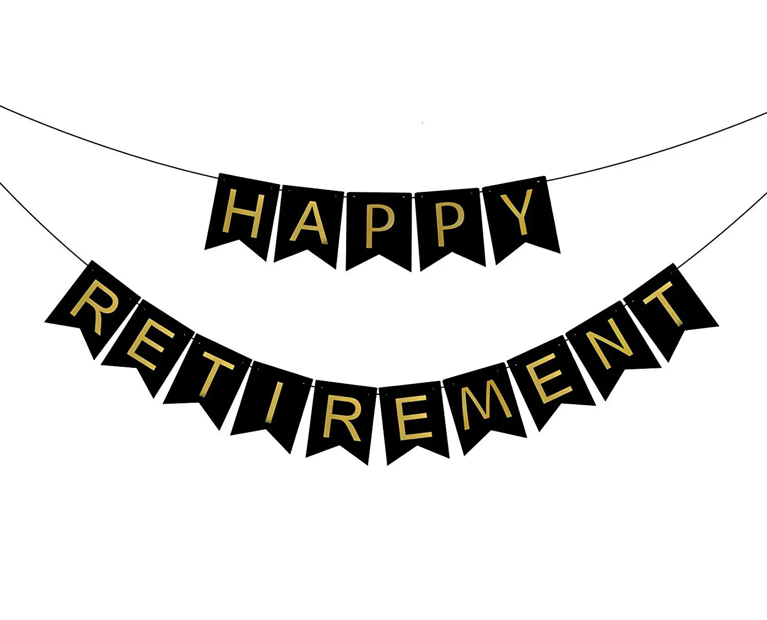 Black And Gold Happy Retirement Banner Bunting For Retirement