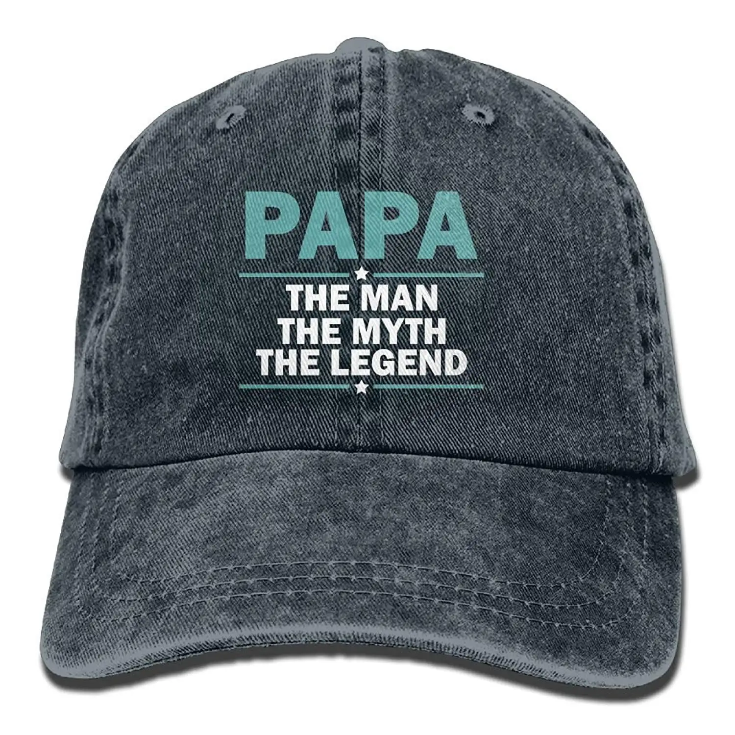 Papa The Man The Myth The Legend Plain Adjustable Cowboy Cap Denim Hat for Women and Men