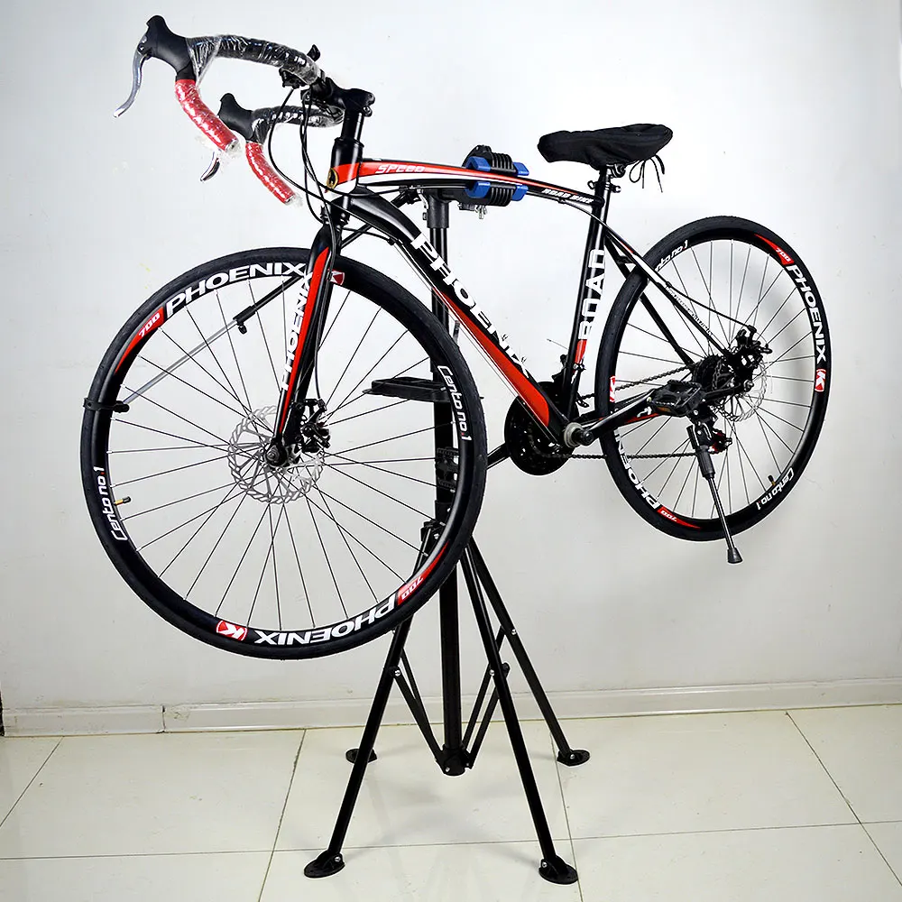 

Bike Adjustable Repair Stand Telescopic Arm Cycling Bicycle Rack Tool Tray, Black