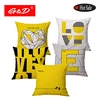 G&D Decorative Yellow Shape Letter Geometric Cotton Linen Cushion Cover For Sofa