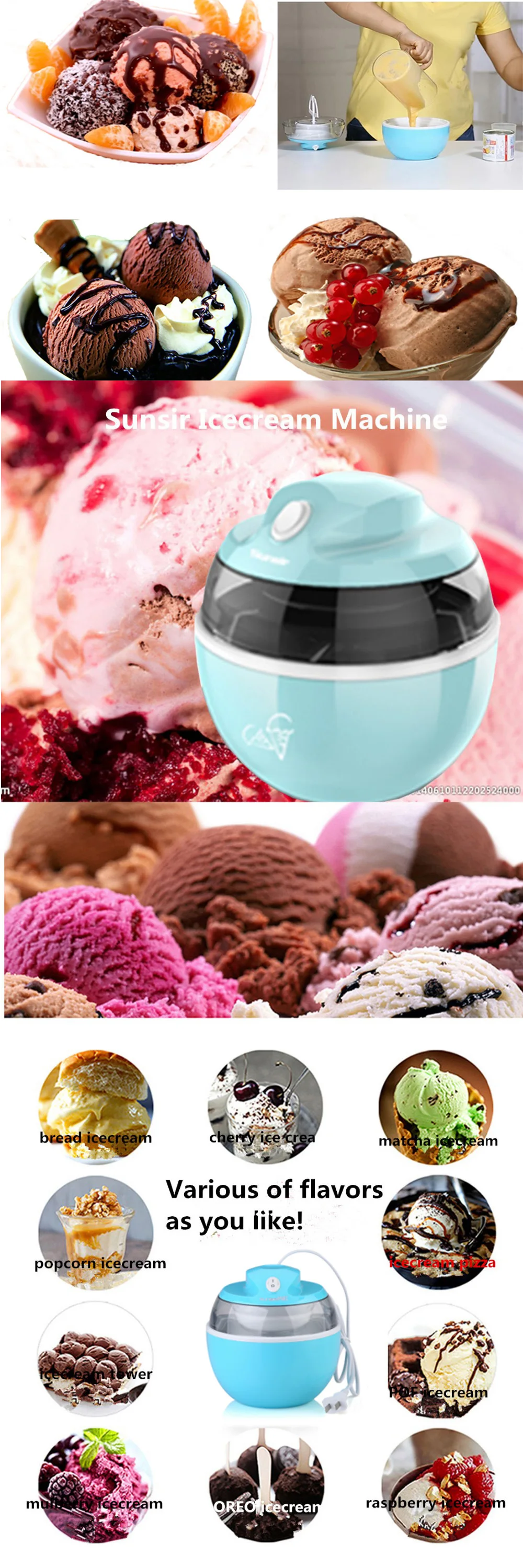 220v Ice Cream Machine Fully Automatic Mini Fruit Ice Cream Maker For