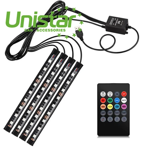 Discount  Wireless 24 key  car interior ambient 9  led strip flexible neon atmosphere led light with factory wholesale