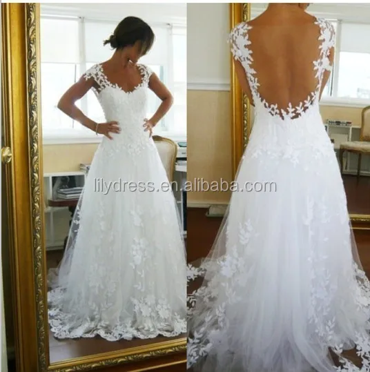 

Open Low Turkish Gorgeous Backless 2022 Short Sleeve Mariage A-Line MM-0580 Vestidos De Novia Lace Wedding Dress Patterns Free