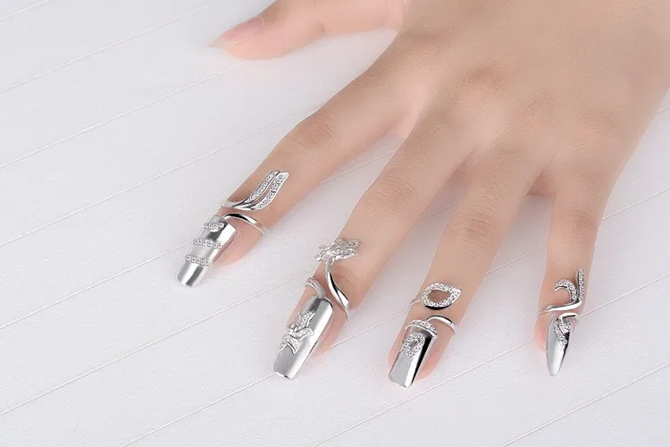 Personality Fashion Creative Opening Silver Ring Nail Ring - Buy Nail ...