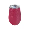 Stainless Steel Glitter Wine Tumbler with Splash Proof Sliding Lid. 12 oz, Stemless, Unbreakable, FDA approved