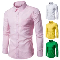 

Ecoparty Men 's Fashion Candy Color Long sleeved Slim Business Casual Shirt Men Luxury Stylish Casual Slim Fit Casual Blouse