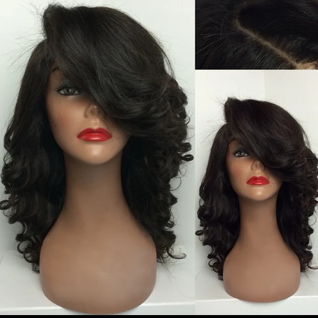 

China manufacturer wholesale cheap 100% virgin black women brazilian human hair lace front wig, Natural color lace wig