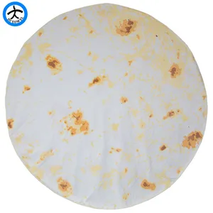 Custom wholesale 59' microfiber corn tortilla cobija taco round beach towel blanket cobertor