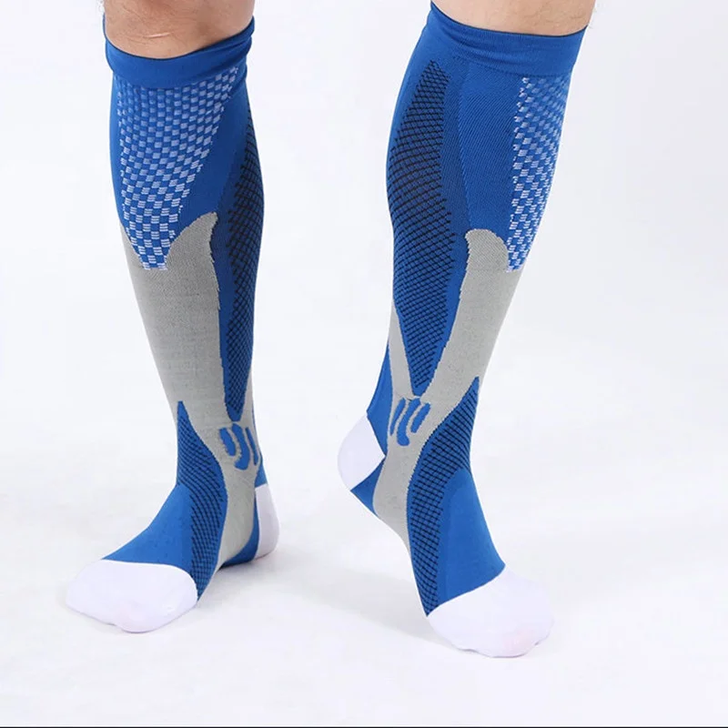 

Hot selling WOVEN LOGO compression socks for sports, Black/blue/pink/white