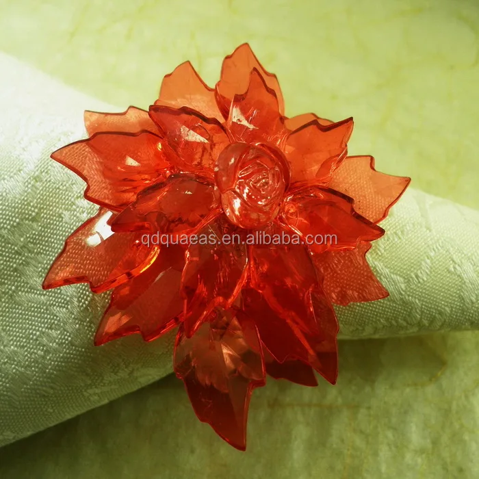 

crystal poinsettia napkin ring, wedding napkin holder,, Gold/silver/red/blue/etc