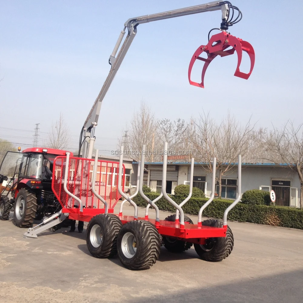 Log Trailer With Crane Powered By Tractor Used In Chilecanada And Usa