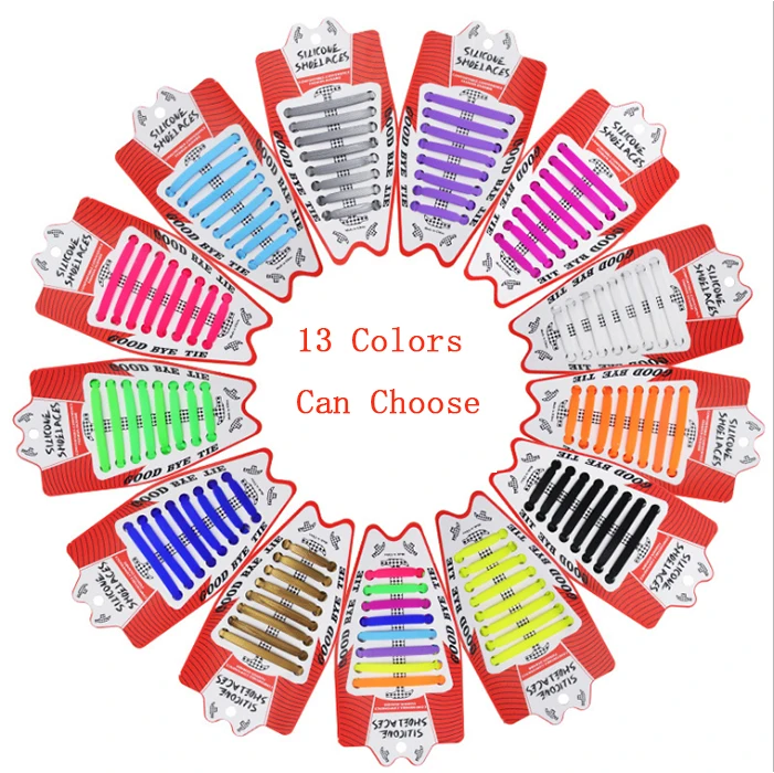 

No Tie Shoelaces for Kids and Adults, 16 pcs Elastic Sneakers Shoe Laces, 13 colors