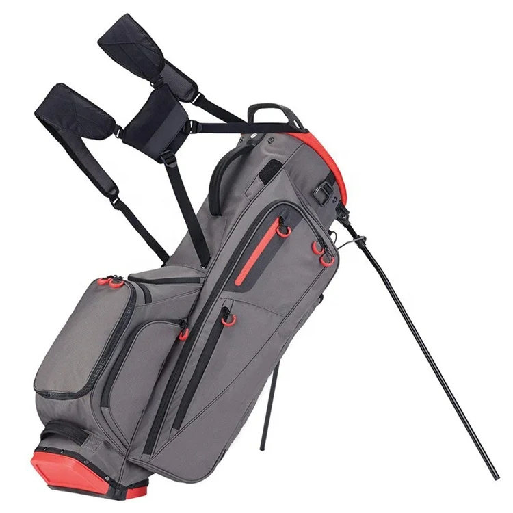 

5-way Organizational Top Grey Red Golf Flextech Stand Bag, Customized