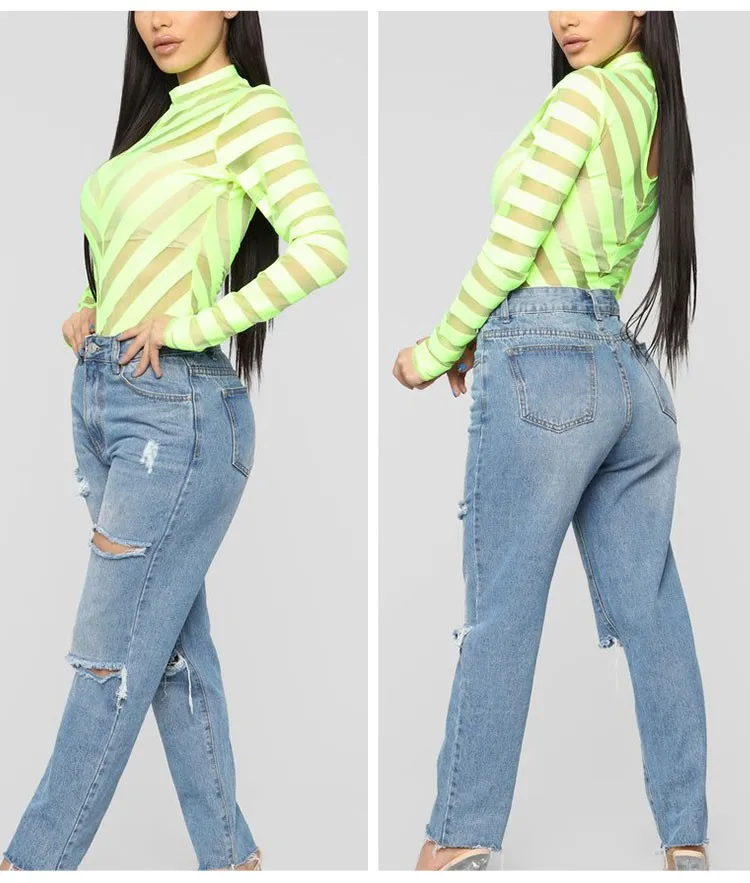 neon yellow long sleeve bodysuit