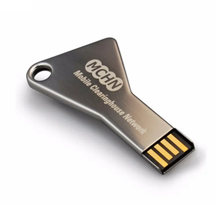 Custom Logo Key Shape Popular Metal Flat 1GB USB Key Pen Drive