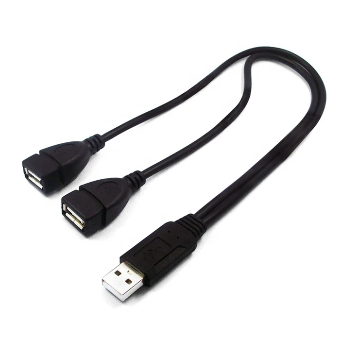 

30cm length usb y splitter cable 2 female 1 male, Black