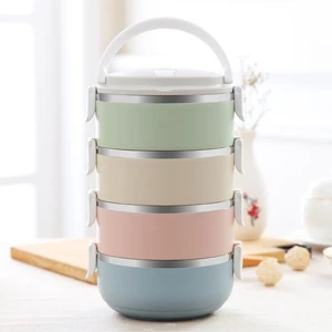 Image of Drop-shipping Gradient Color Lunch Box Food Bento Box Stainless Steel Container(4 Layer)