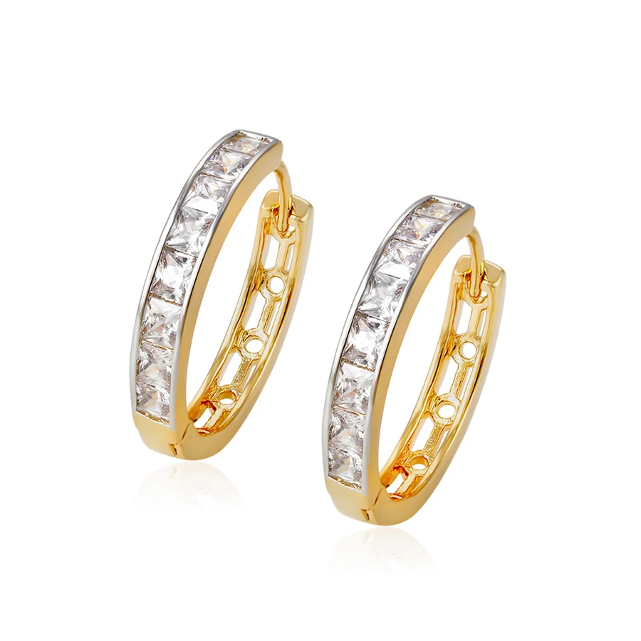 

91937 Xuping Fashion yellow gold cz stone style hoop earring wholesale earrings