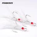 20pcs Lot Fishing Hook White Red Fly Tying Hooks Treble Hooks Fishhook Carp Hook Free Shipping