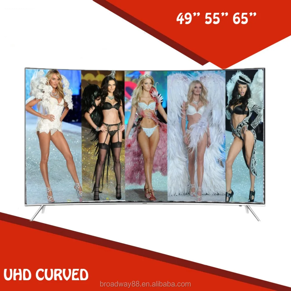 Factory wholesale 49 inch UHD 4K Curved Smart LED TV with Android OS+ 4G memory+ Quad core CPU+ Mobile Mirror+ 4K Resolution