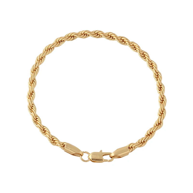 

Newest 18k gold plated bracelets twist shaped copper chain bracelet for men jewelry