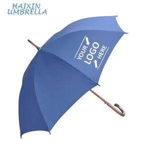 Image of Traditional Gifts Blue Carved Wood Handle Umbrella Classic Branded Custom Umbrella with Logo Printing Yiwu Wholesaler Made China