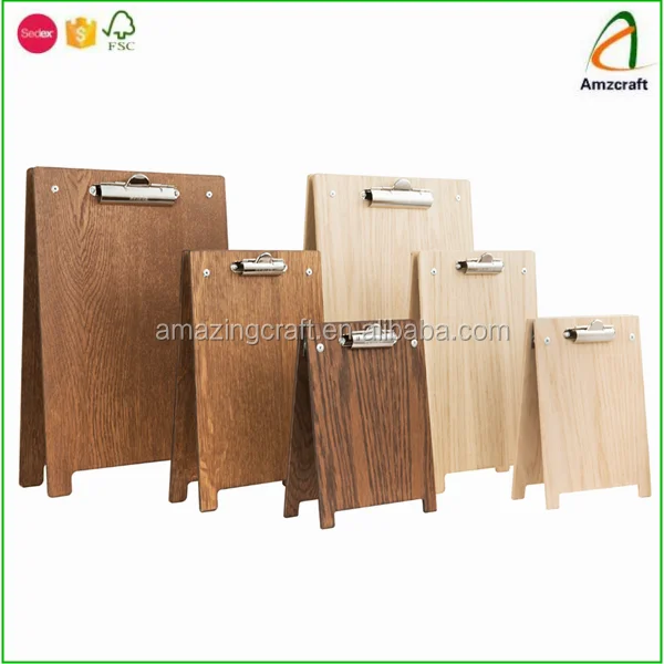 ダークオーク仕上げ木製aフレームメニューホルダークリップボード、バーカウンターディスプレイに最適 Buy をフレームメニューホルダー