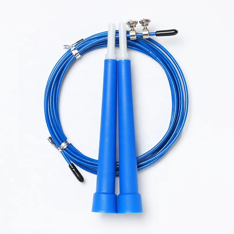 

OEM acceptable pvc handle steel wire rope skipping jump rope for students, Blue, yellow, green, red. others customizable