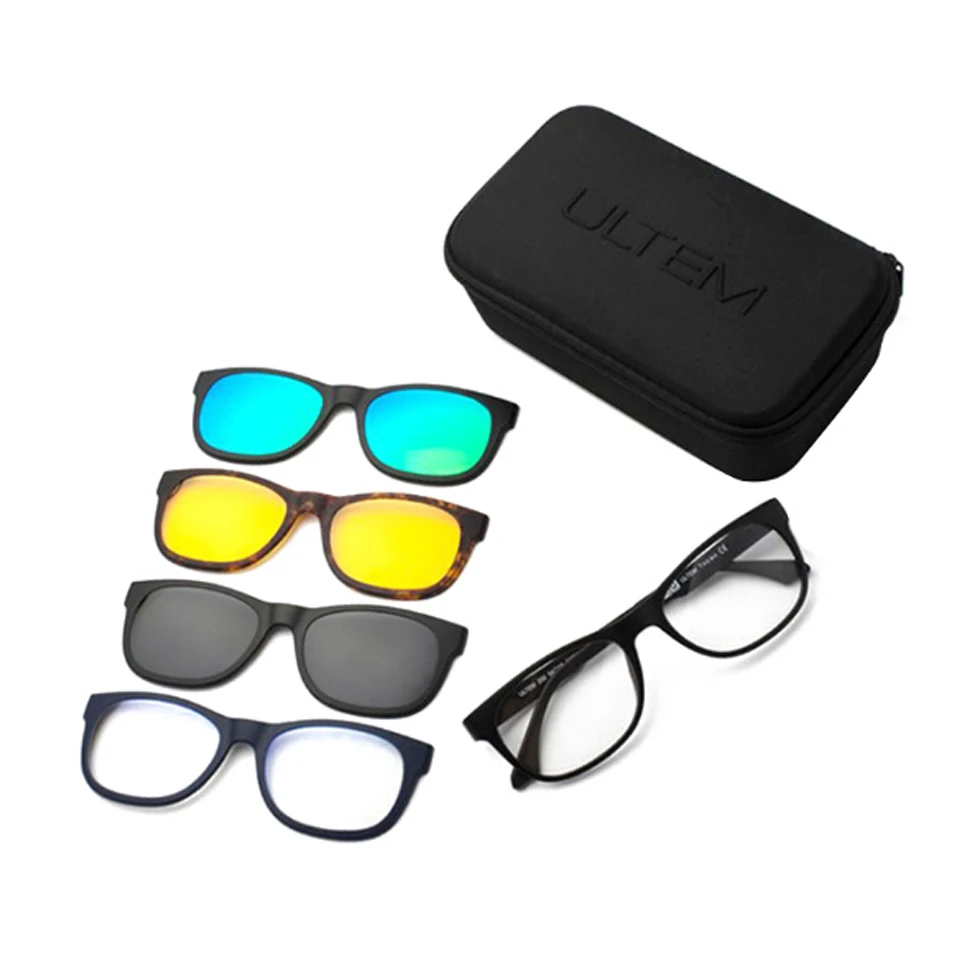 

2019 Magnet clip on 5 in 1 quick change lens TR90 plastic eyewear frame sun glasses, private label brand your own sunglasses
