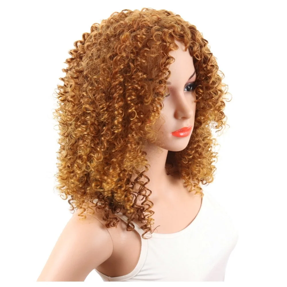 

kinky curly 16 inches human hair full lace wigs russian blonde hairs